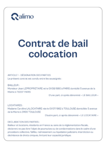 Modèle gratuit contrat de location bail de colocation 2024