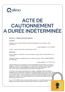 Modèle gratuit acte de caution solidaire à durée indéterminée word pdf