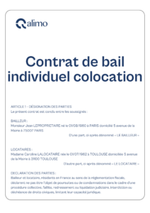 Modèle gratuit contrat de location bail individuel colocation 2024