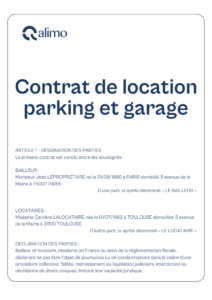 Modèle gratuit contrat de bail location parking/garage/stationnement 2024