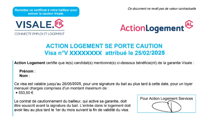 Exemple de Visa Visale