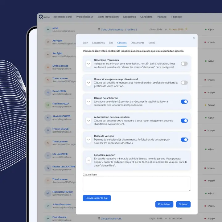 Logiciel contrat de location contrat de bail clauses personnalisables