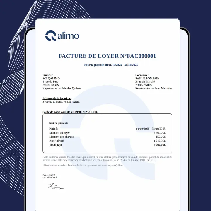 Facture de loyer pour les locataires professionnels​