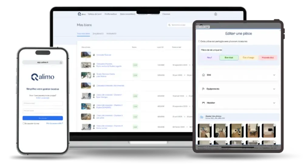 Application état des lieux Qalimo sur smartphone, tablette et ordinateur