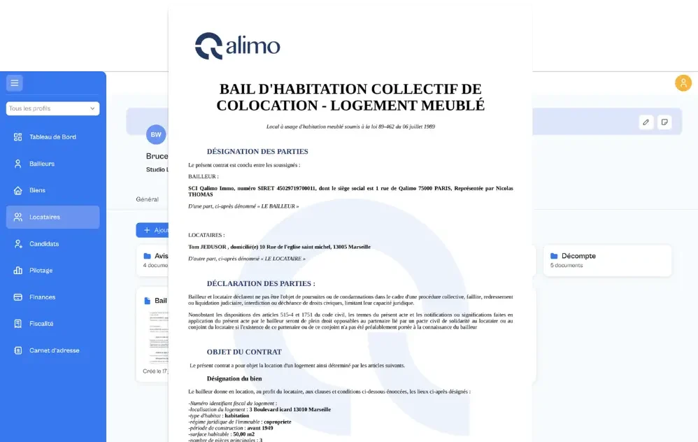 bail solidaire Qalimo