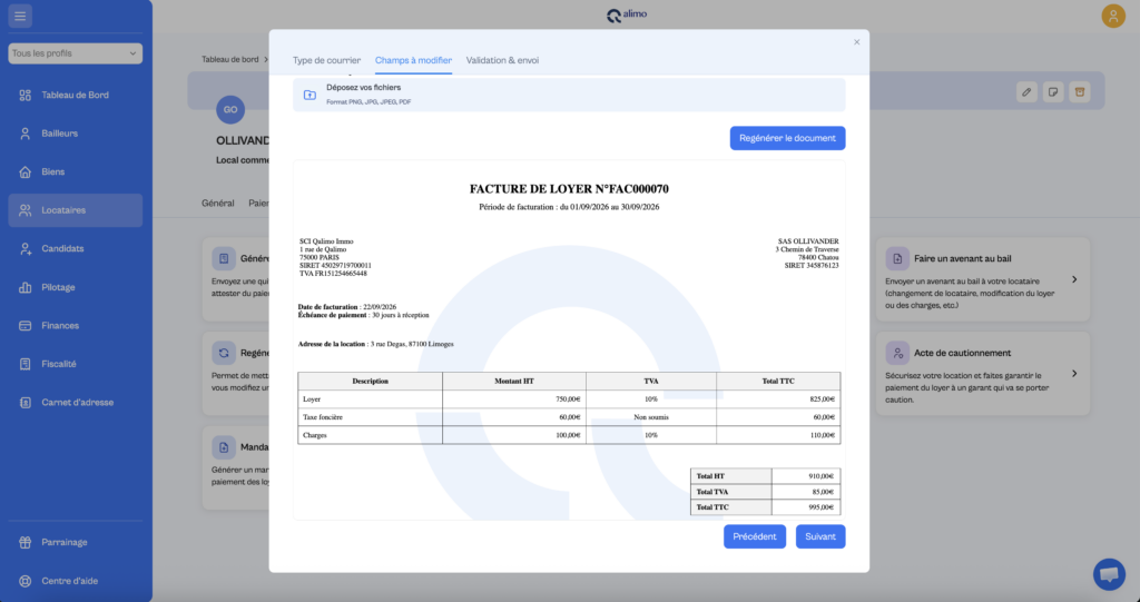 facture de loyer logiciel gestion locative