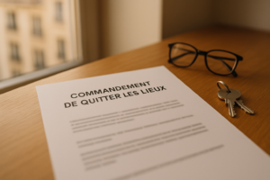 Sans droit ni titre : Document juridique et trousseau de clés posés sur un bureau de propriétaire