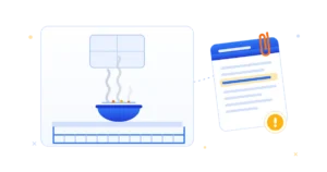 Barbecue sur un balcon d'immeuble avec un document de règlement barré d'un repère et une pastille d'alerte, face au barbecue autorisé d'un jardin